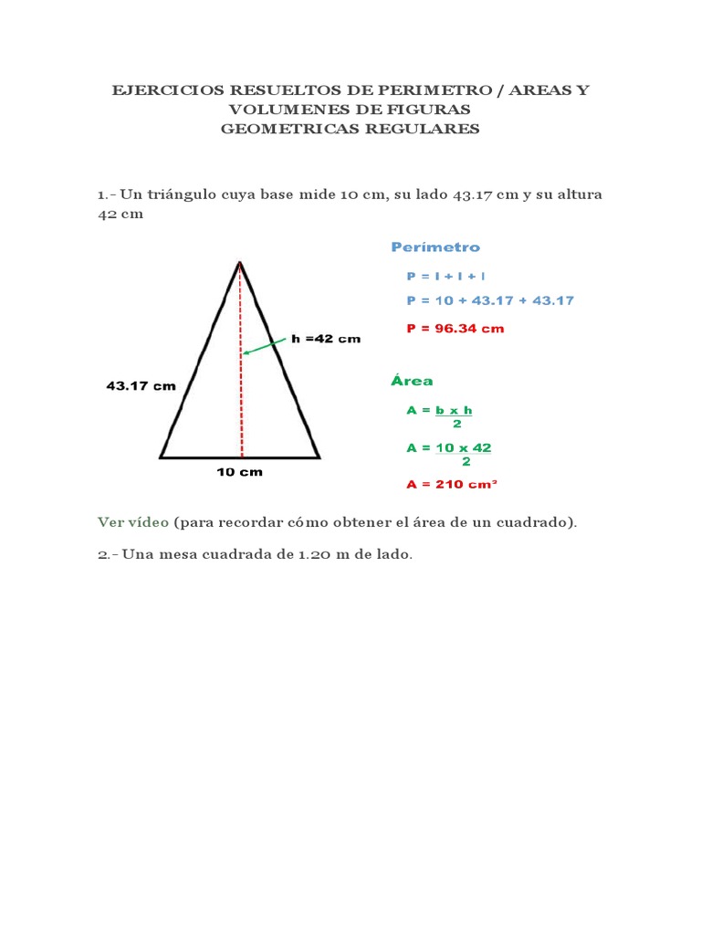 Ejercicios Resueltos de Perimetros Areas y Volumenes
