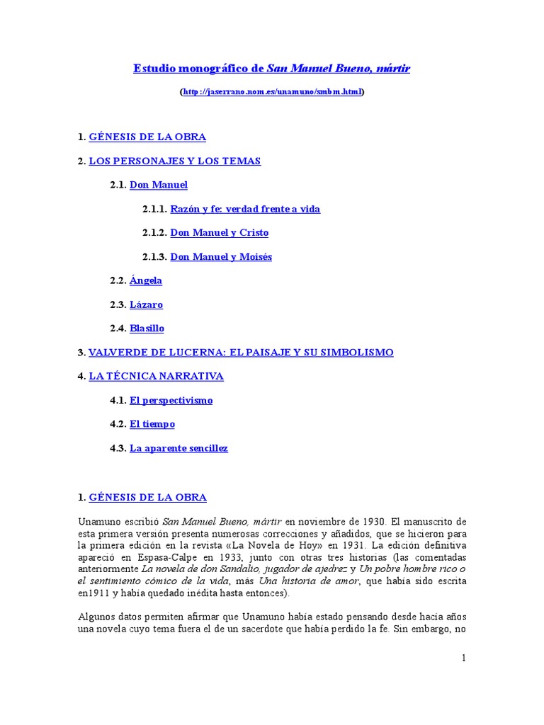 Estudio Monográfico de San Manuel Bueno PDF Narración Cristo (título)