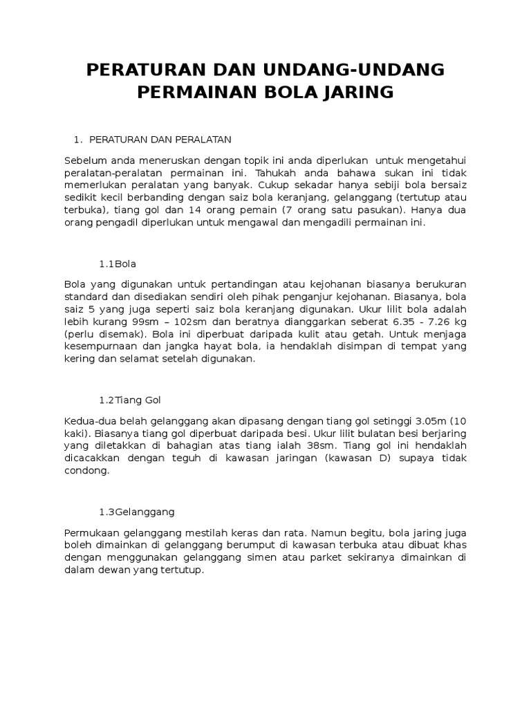 Undang Undang Bola Jaring Pdf