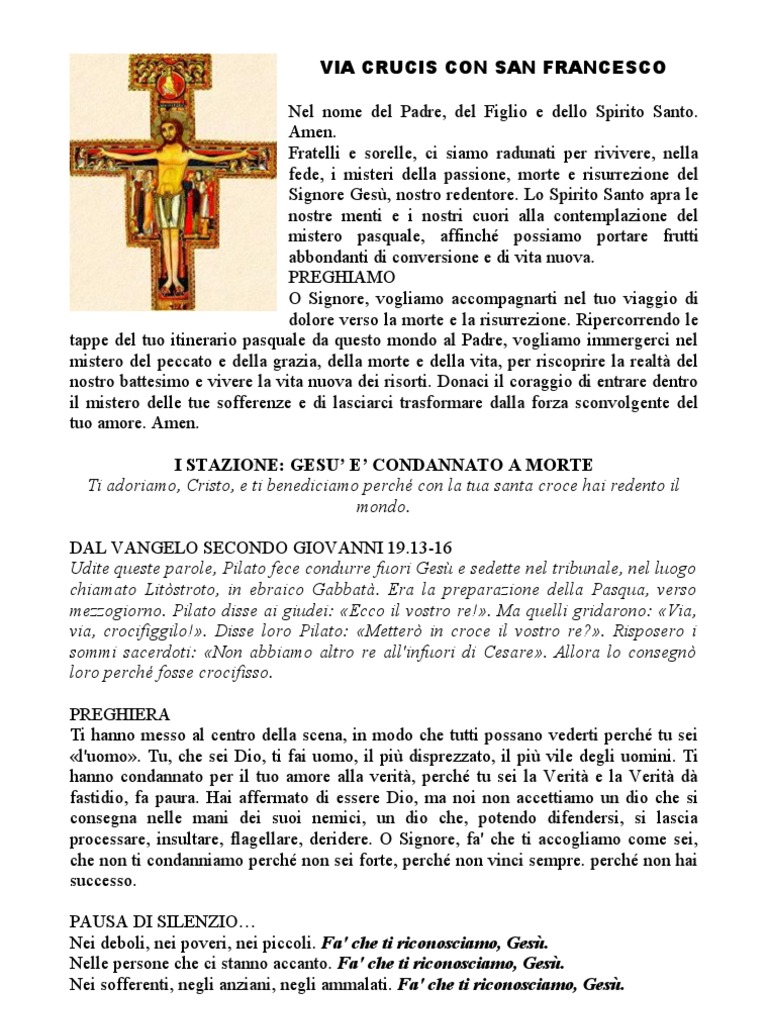 Via Crucis Preghiere Per La Famiglia Via Crucis Con San Francesco - Preghiere Francescane | PDF