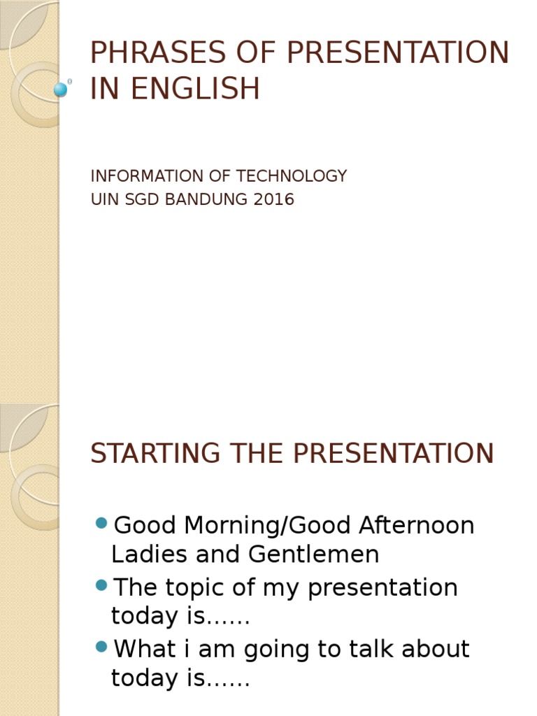 English Presentation Phrases Guide | PDF