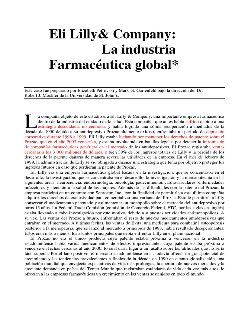 Eli Lilly | PDF | Droga generica | Industria farmacéutica