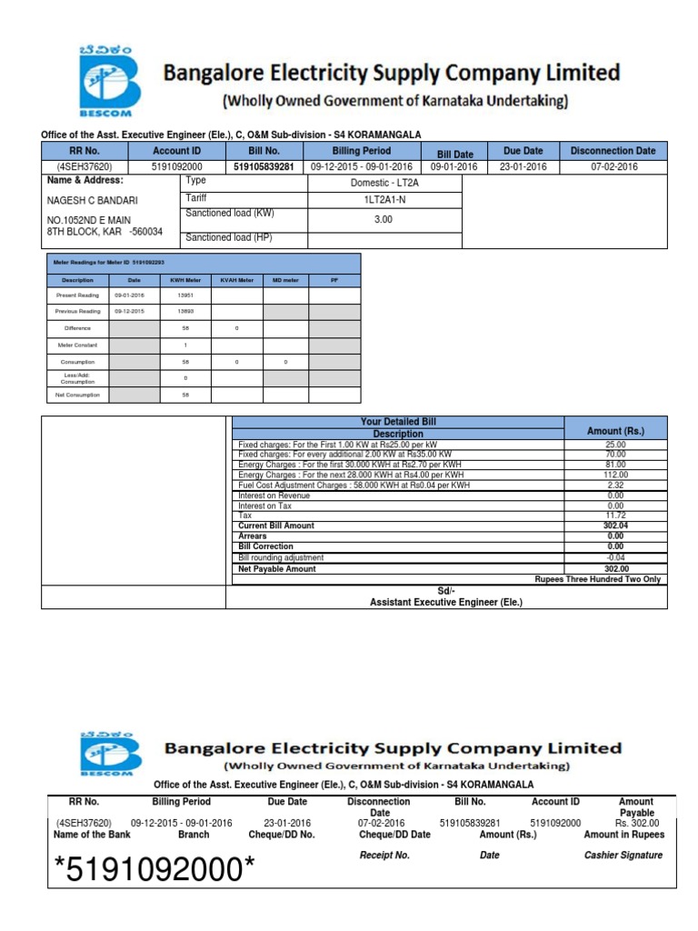 power bill karnataka
