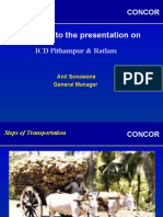 Welcome To The Presentation On: ICD Pithampur & Ratlam