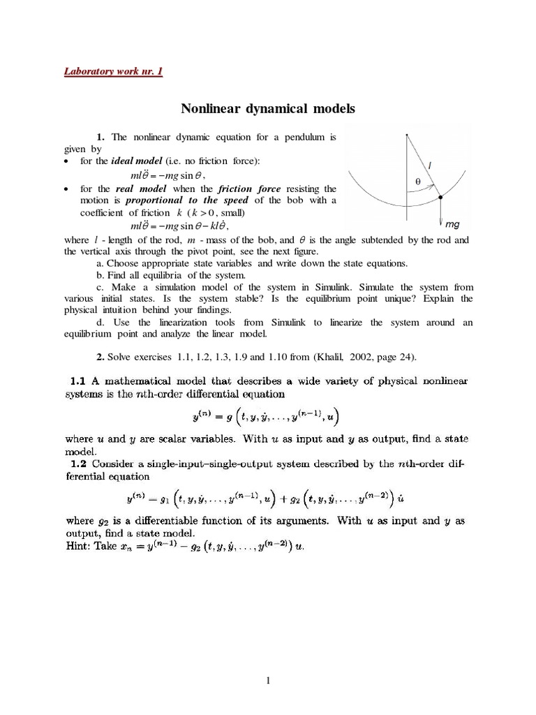 Nonlinear Dynamical Models: 1. The Nonlinear Dynamic Equation For A ...