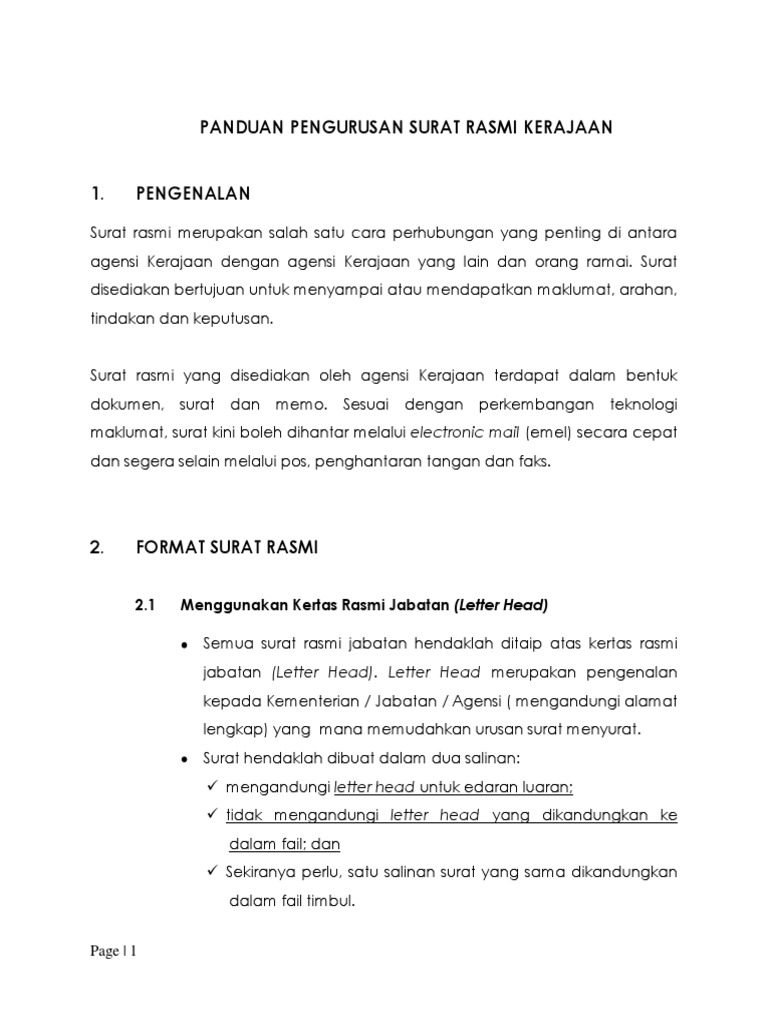 Format Surat Rasmi Kerajaan Untuk Perhatian Up