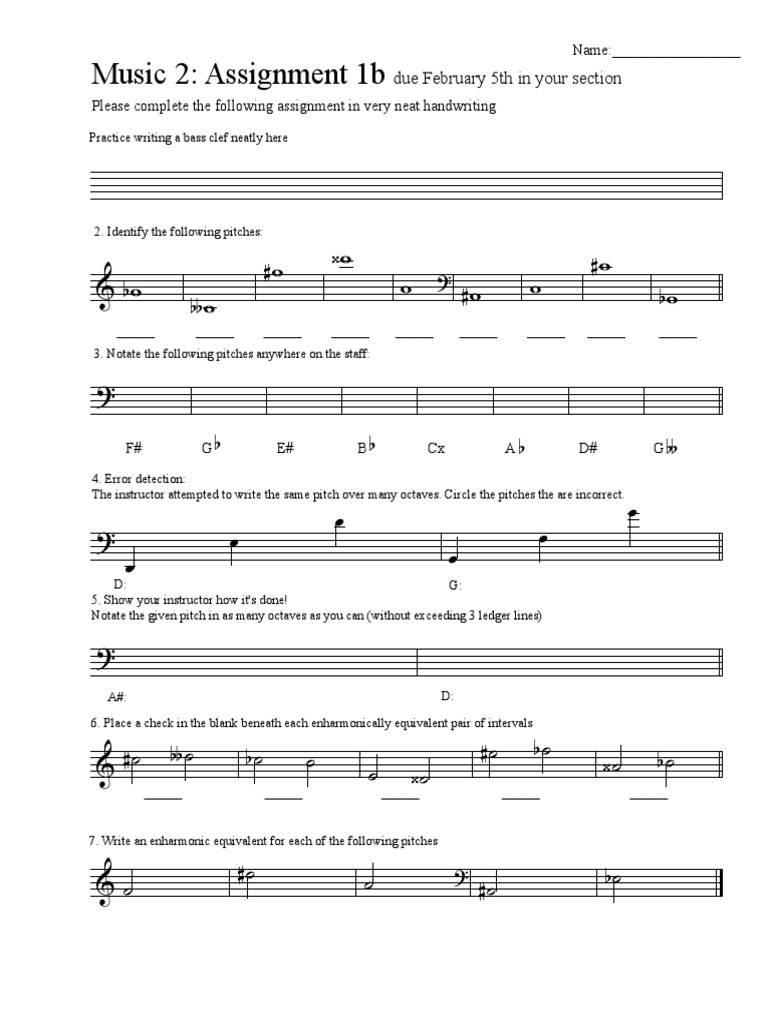 Bass Clef Notation Practice Exercise | PDF | Language Arts & Discipline ...