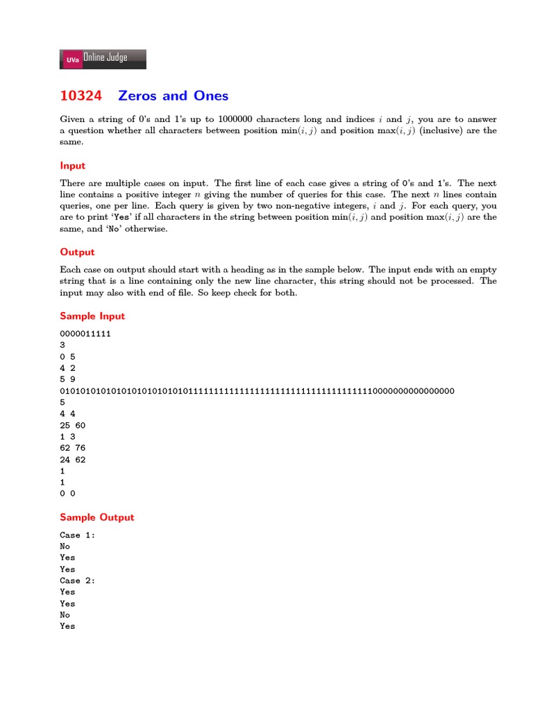 Zeros and Ones Query Solution | PDF