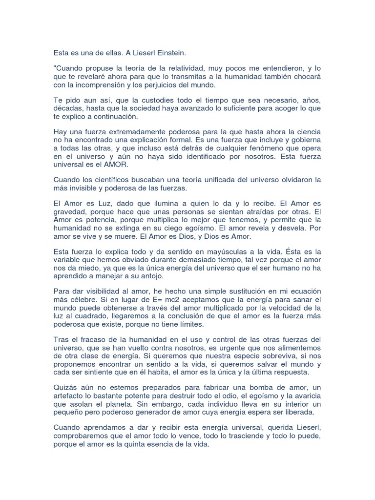 Carta de Albert Einstein  Albert Einstein  Universe