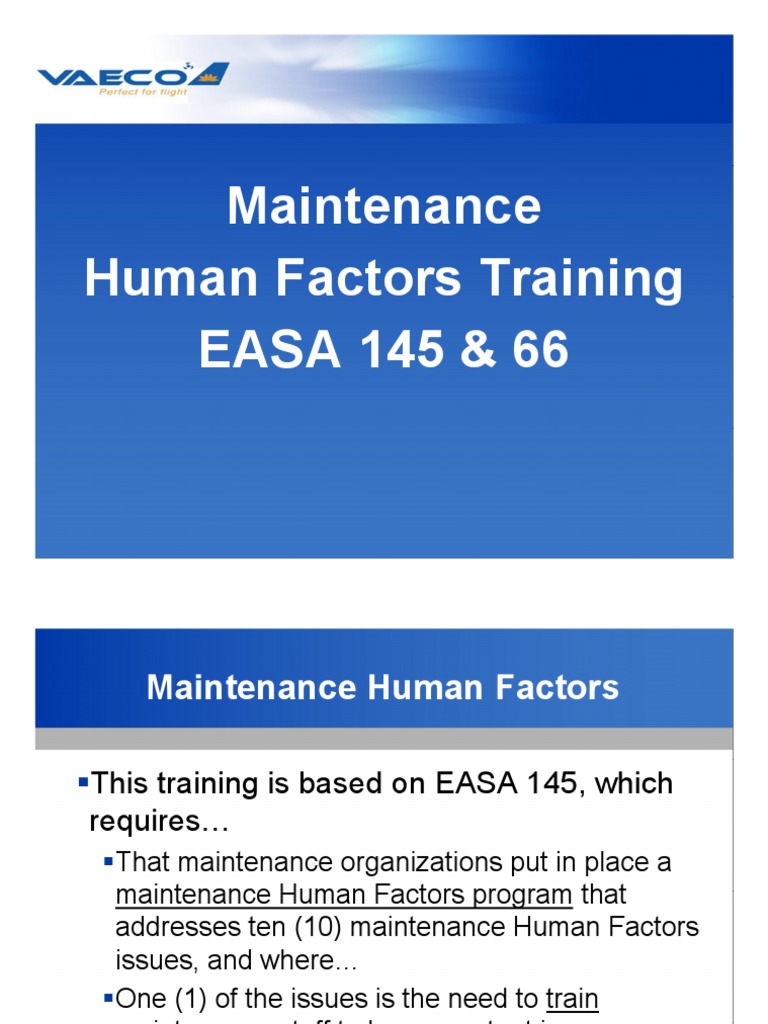 EASA 145 Human Factors Training Overview | PDF | Fatigue (Medical) | Memory