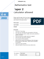 2003 KS3 Maths - Paper 2 - Level 6-8