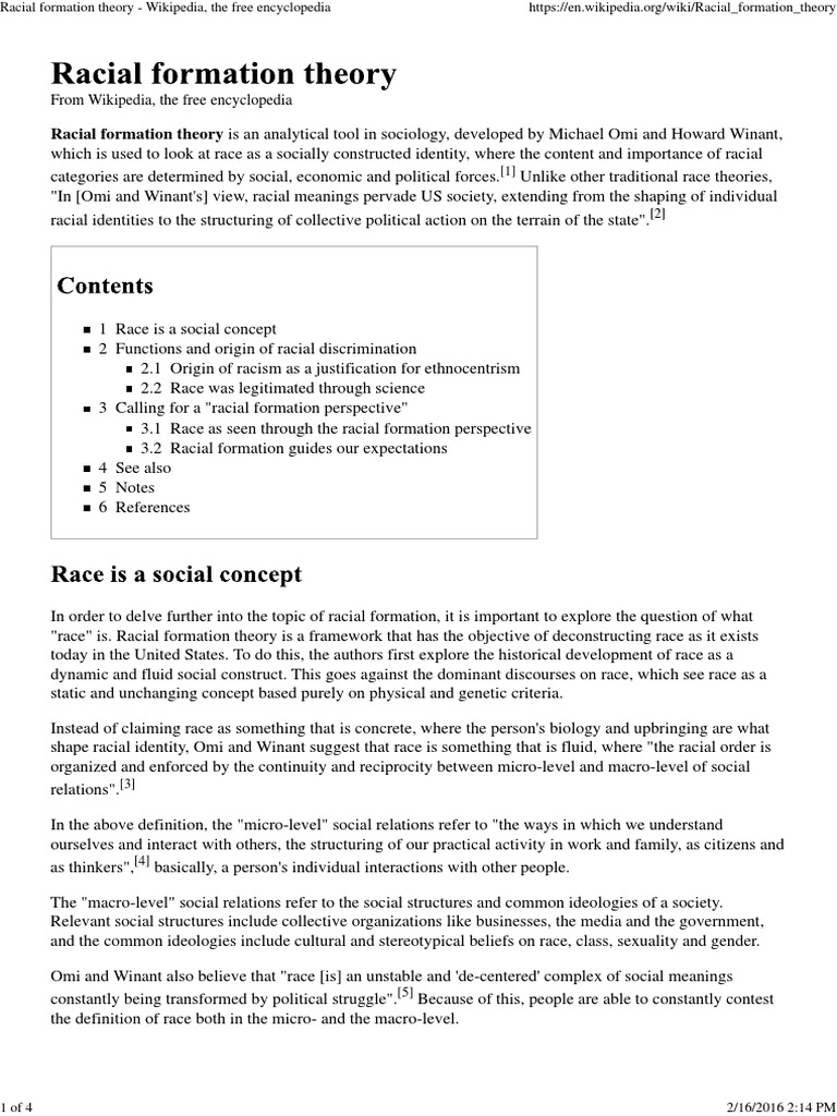 Racial Formation Theory