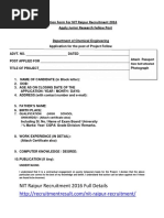 Application Form for NIT Raipur Recruitment 2016 Apply Junior Research Fellow Post