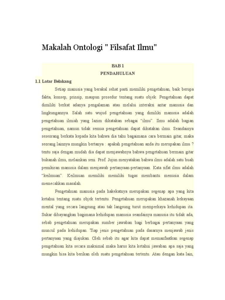 Makalah Ontologi Filsafat