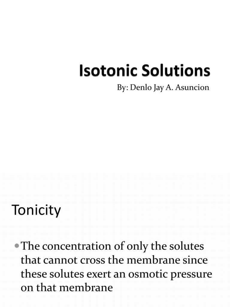 Isotonic Solutions Chemistry Earth & Life Sciences