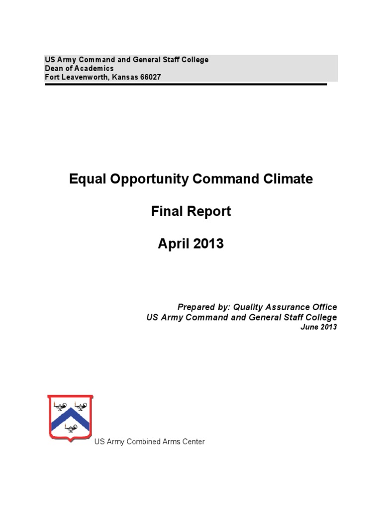 Equal Opportunity Command Climate: Final Report | PDF | Survey ...