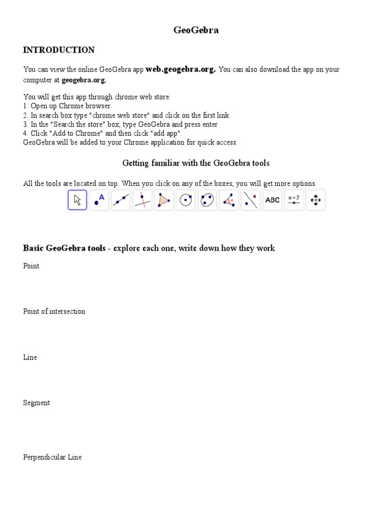 How to Use GeoGebra Tools Online | PDF