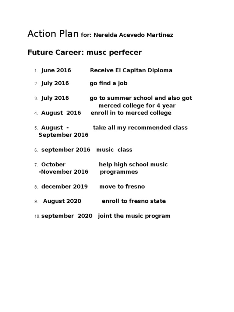Nereida's Music Career Plan 2016-2020 | PDF