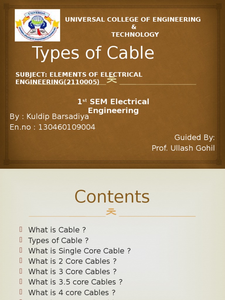 Types of Electrical Cables Explained | PDF | Electrical Conductor | Wire
