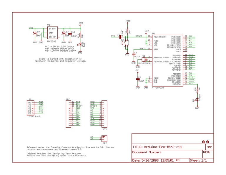 Arduino Pro Mini 328 5V, 16Mhz Schematic | PDF