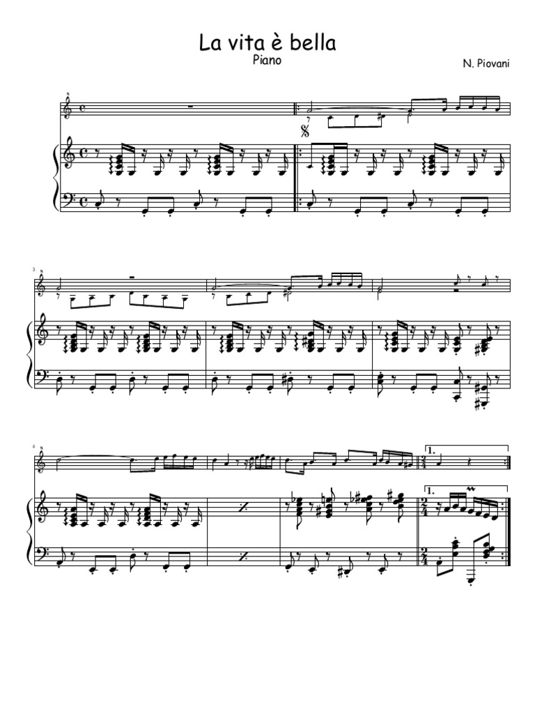 La Vita è Bella Spartito Pianoforte Pdf