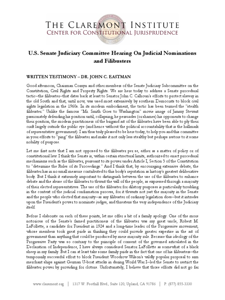US Senate Judiciary Committee Hearing on Judicial Nominations and