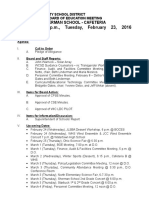 Watertown City School District Board of Education Agenda Feb. 23, 2016