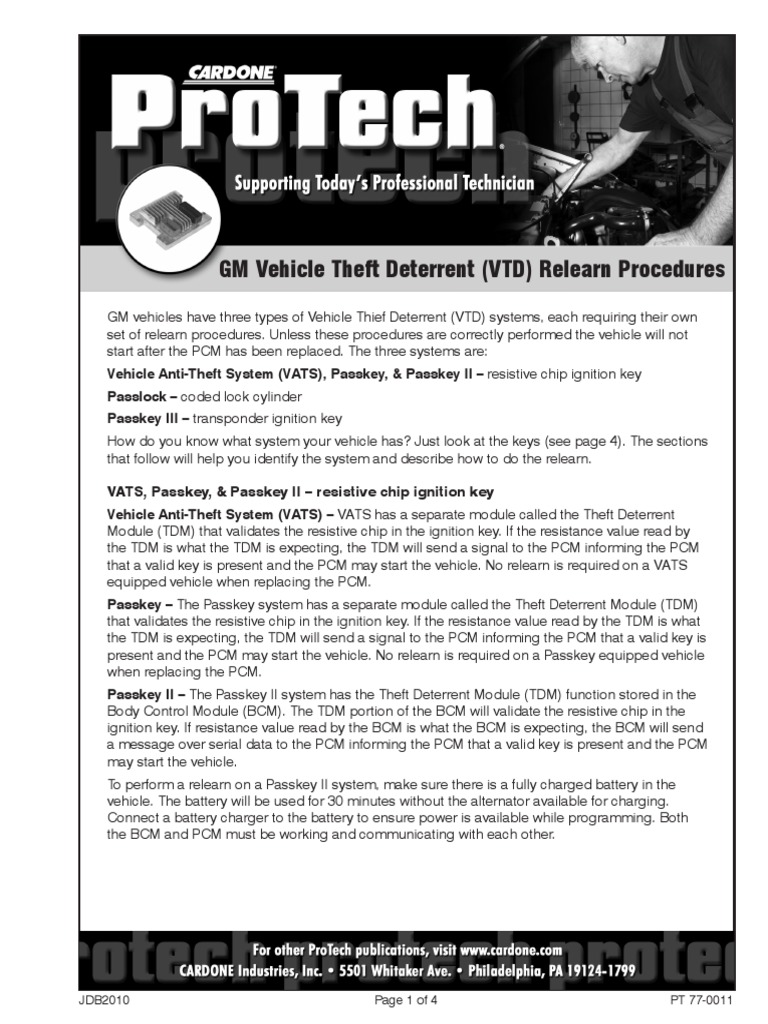 Gm Key Relearn Procedure Ignition System Machines