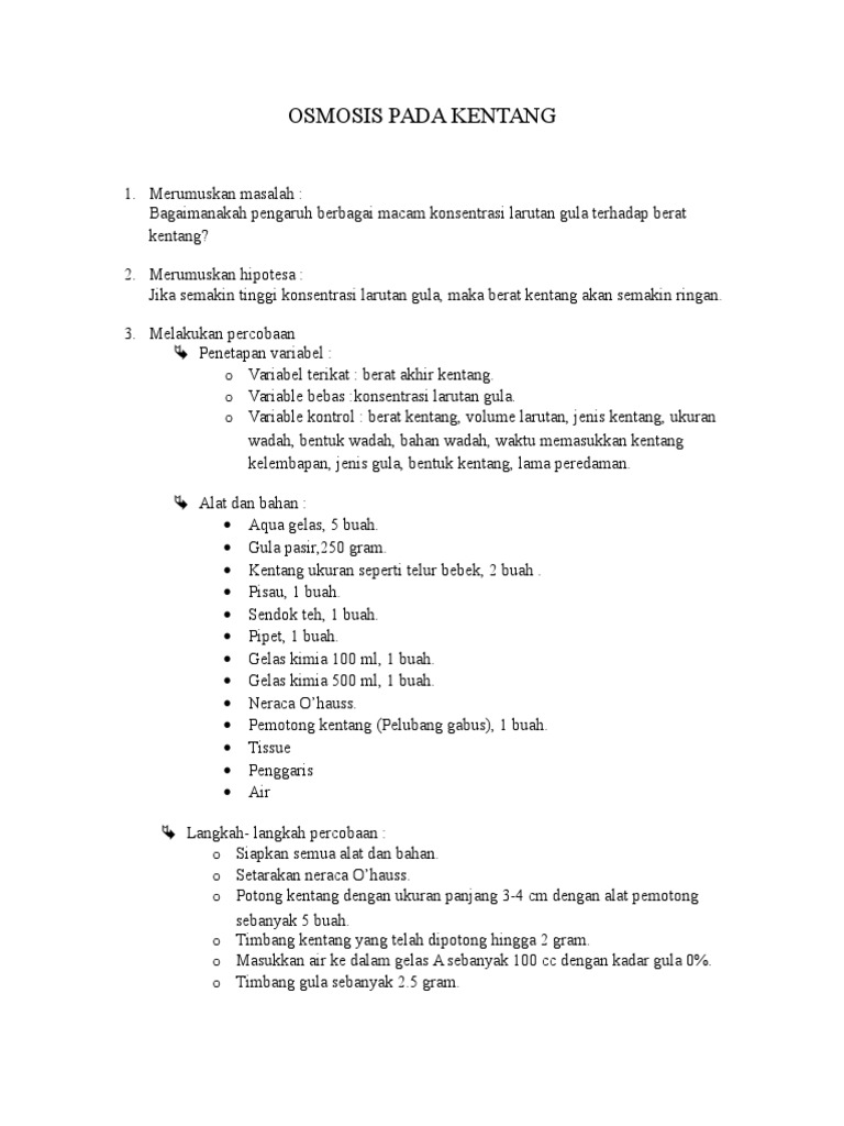 Osmosis Pada Kentang Pdf