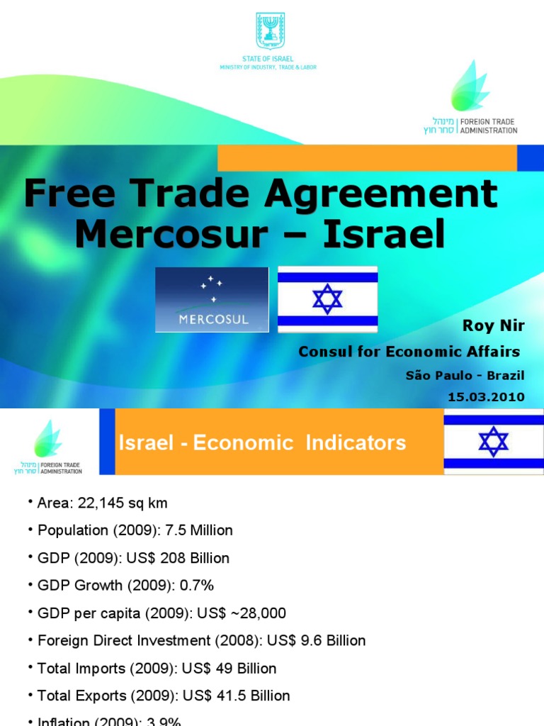 Free Trade Agreement Mercosur Israel PDF Trade Agreements Israel