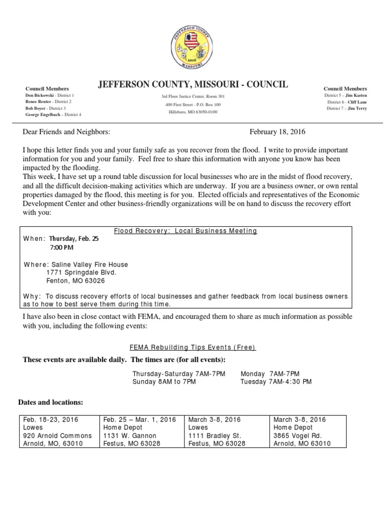 Jefferson County, Missouri Council Council Members Council Members