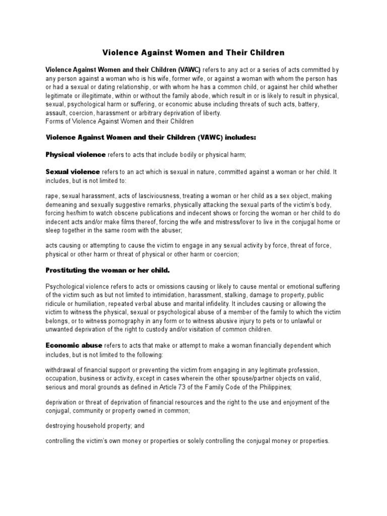 Violence Against Women and Their Children | PDF | Victimology | Rape