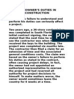 OWNER DUTIES IN CONSTRUCTION PROJECTS