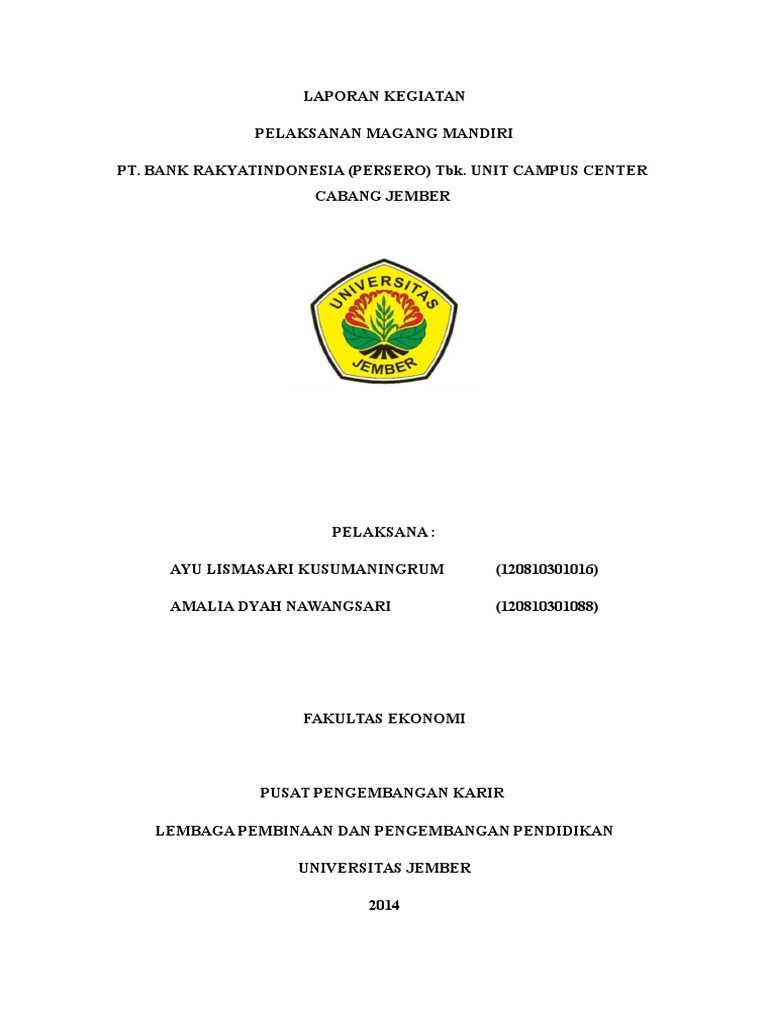 Contoh Laporan Magang Bri 2014