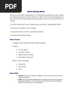 Memo Writing Notes