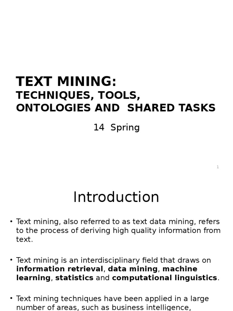1 Text Mining Review Slides | PDF | Information Science | Areas Of ...