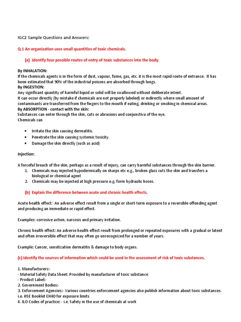 IGC2 Toxicity and Risk Assessment Guide | PDF | Personal Protective ...