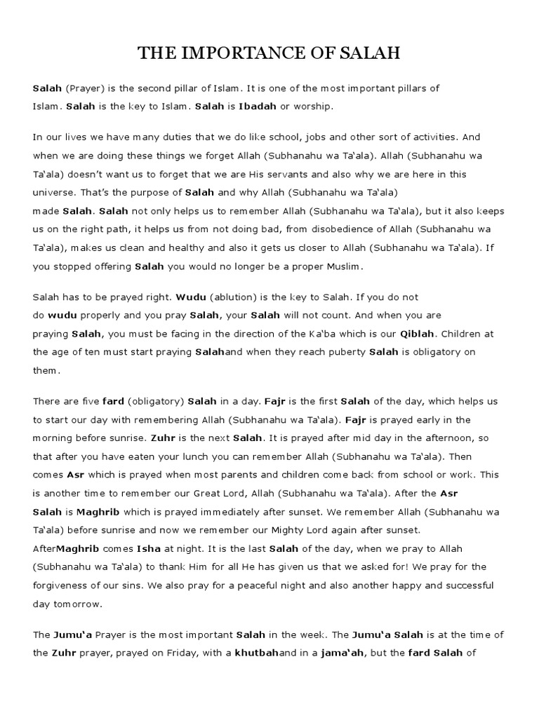 The Importance of Salah Islamic Ethics Islamic Behaviour And