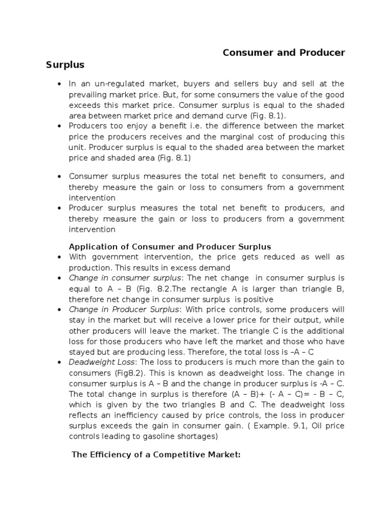Consumer and Producer Surplus Analysis | PDF | Economic Surplus | Price ...