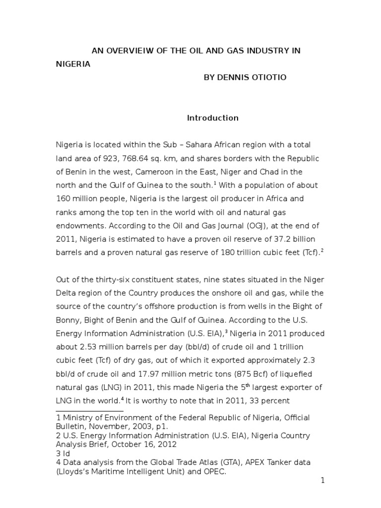 An Overview of The Oil and Gas Industry | PDF | Nigeria | Petroleum