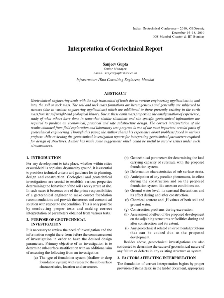 Geotechnical Report Interpretation Insights | PDF | Geotechnical ...