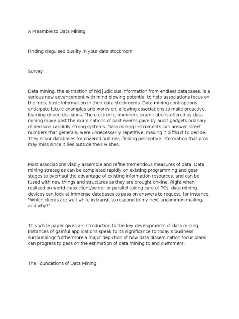 A Preamble To Data Mining | PDF | Data Mining | Data
