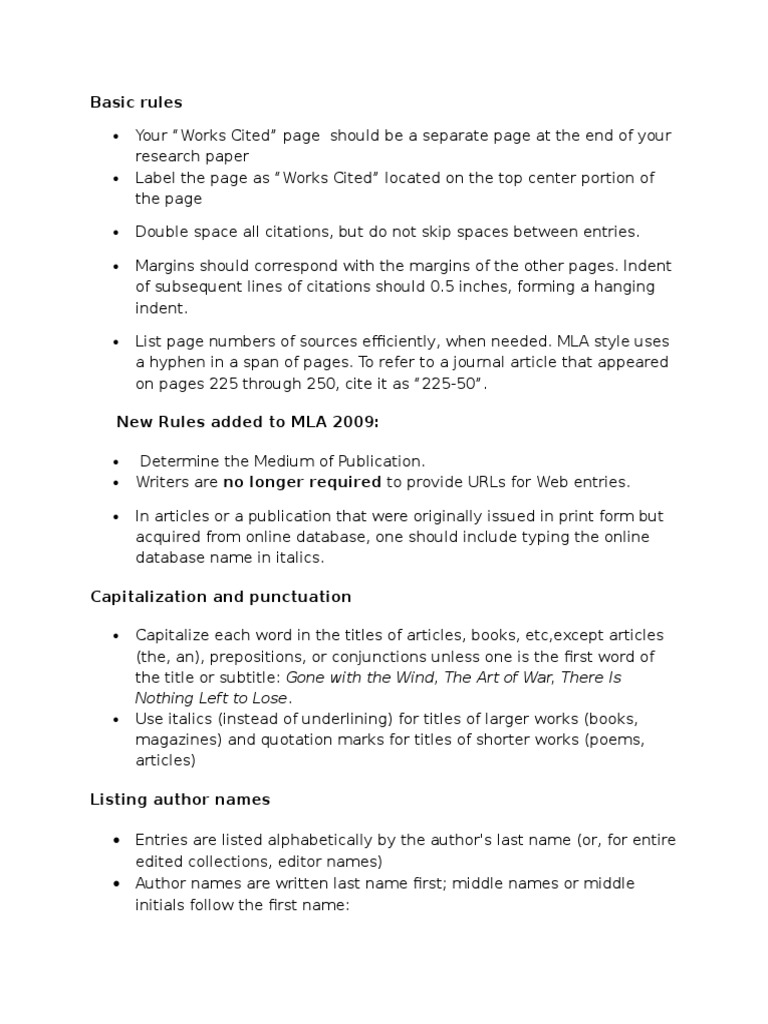 Basic Format MLA Citation Text