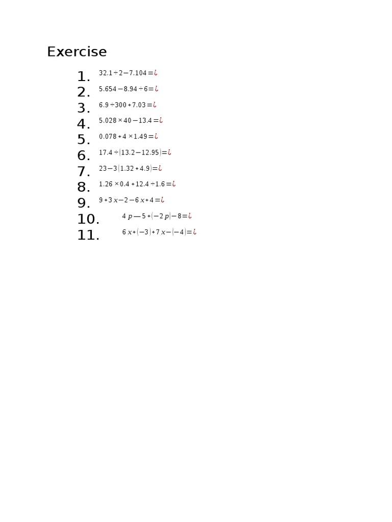 Exercise Math Form 1 | PDF