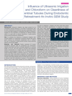 Influence of Ultrasonic Irrigation and Chloroform On Cleanliness of Dentinal Tubules During Endodontic Retreatment-An Invitro SEM Study