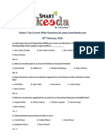 20 February 2016 Important Questions For Competitive Exam From Current Affair