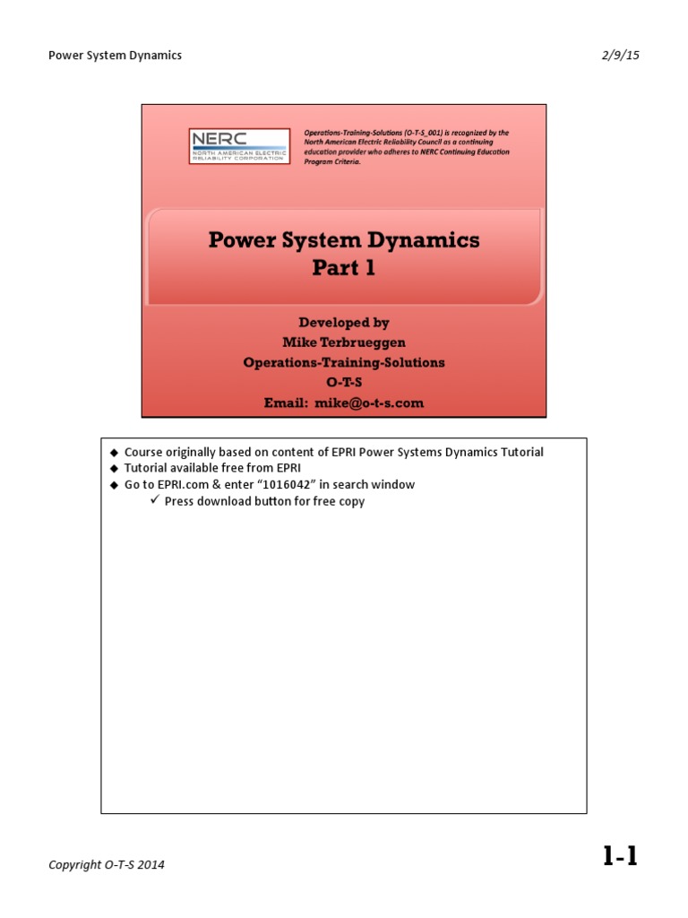 Power System Dynamics Part 1-Manual | PDF | Capacitor | Electric Generator
