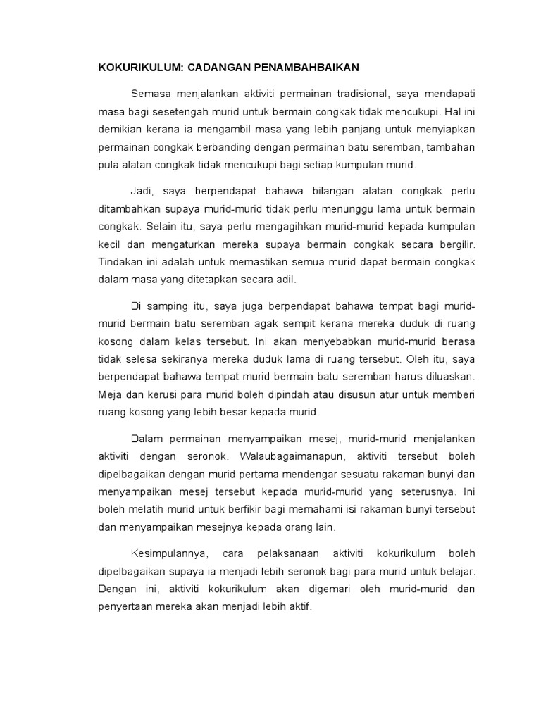 Cadangan Penambahbaikan Pdf
