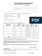 Graduation Percentage Calculation Sheet: (To Be Submitted by The Candidate at The Time of Registration)