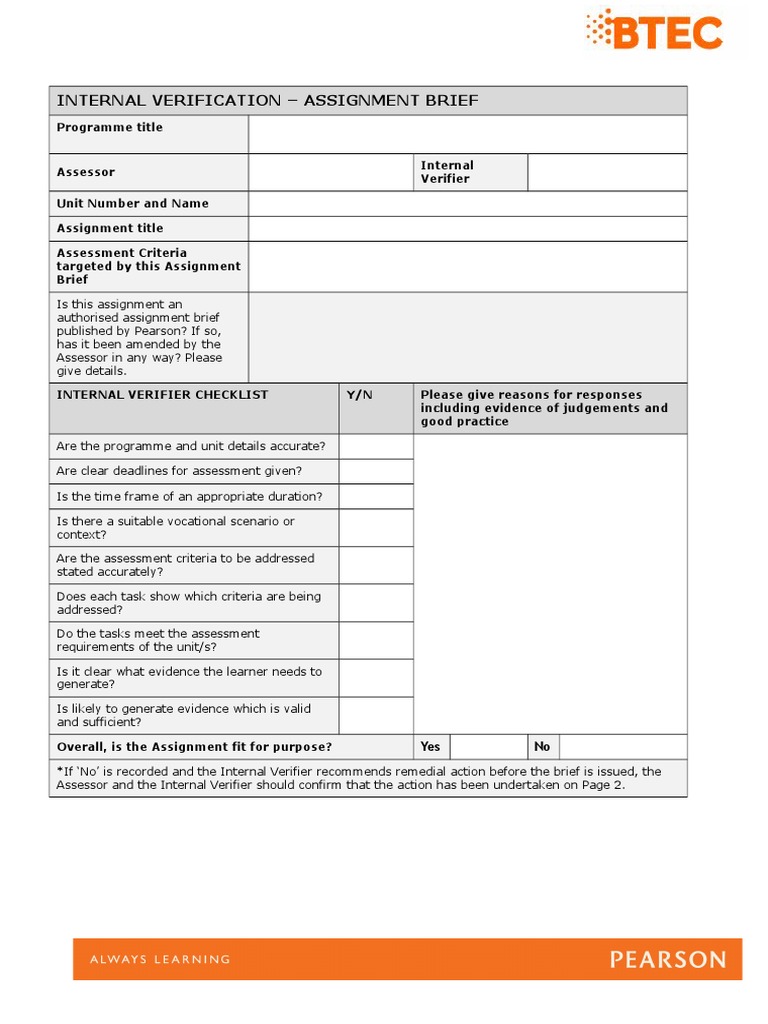BTEC IV of Assignment Brief | PDF